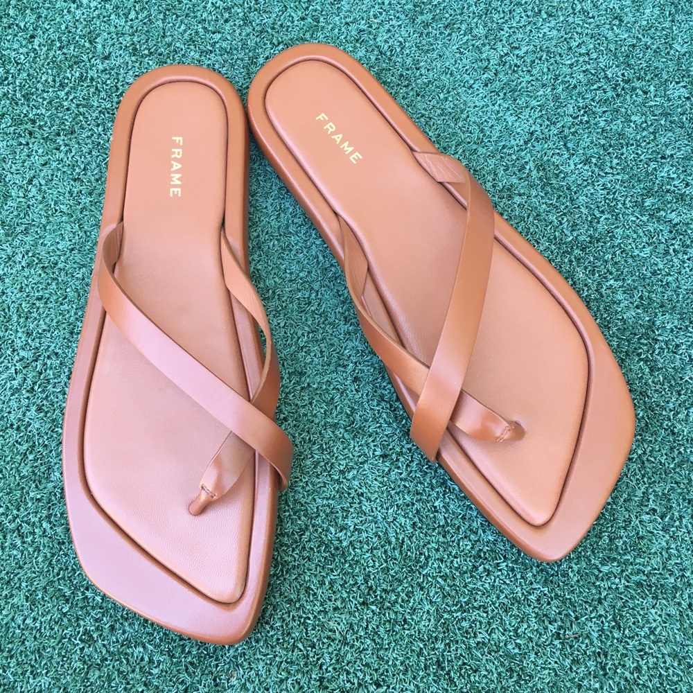 New Frame Denim Le Montauk Sandal Leather Tobacco Tan 38 - Picture 3 of 13
